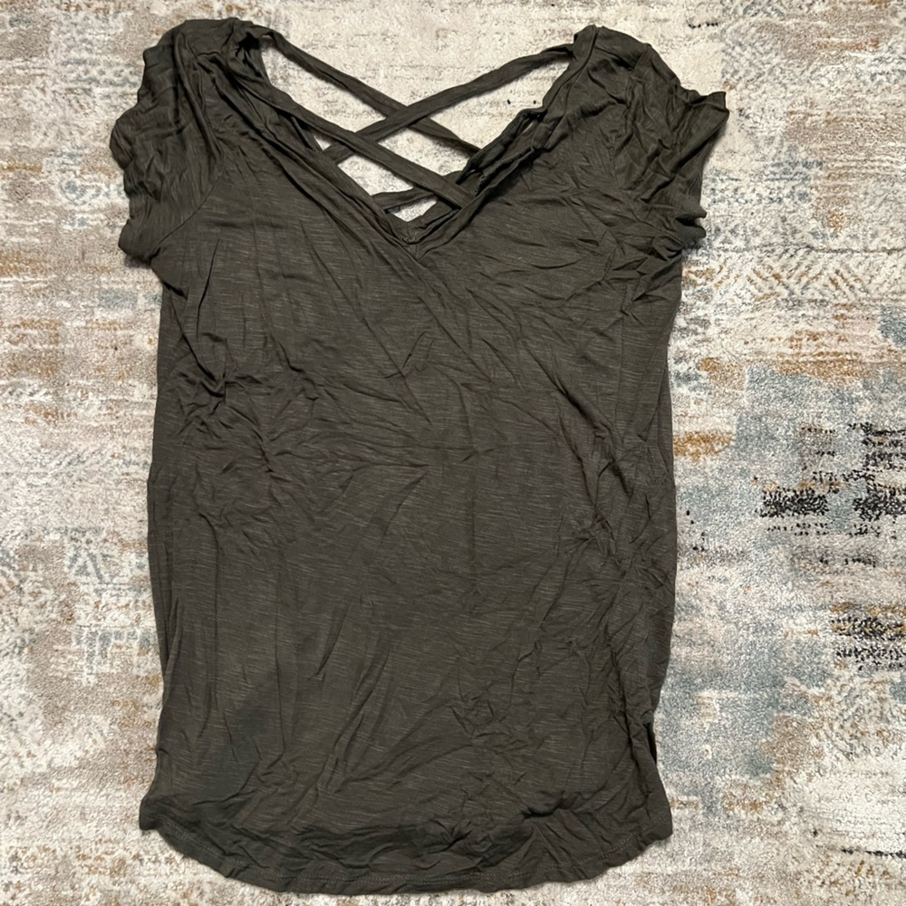 Dark Olive Green Crisscross Back Maternity Top